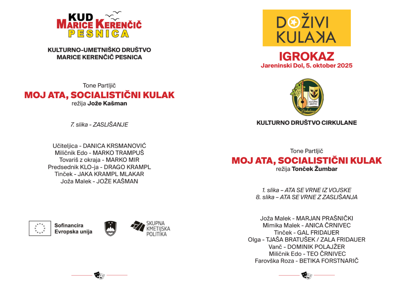Nastopajoče skupine in program dogodka Igrokazi